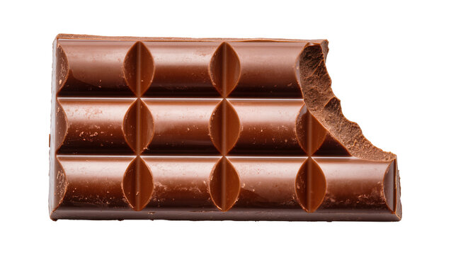 Milk chocolate bar with a bite taken out