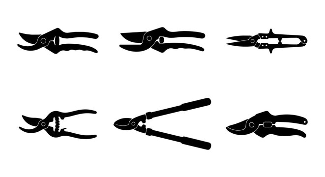 Gardening Pruners Set, Garden Shears Collection, Cutting Tools Vector Icons