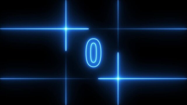 5 to 0 second modern digital countdown timer neon light style on black background, 5 seconds simple countdown timer. 5 second technology digital neon led light game timer animation
