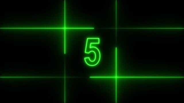 10 to 0 second modern digital countdown timer neon light style on black background, 10 seconds simple countdown timer. 10 second technology digital neon led light game timer animation