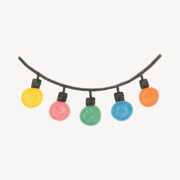 Colorful festive string lights illustration.