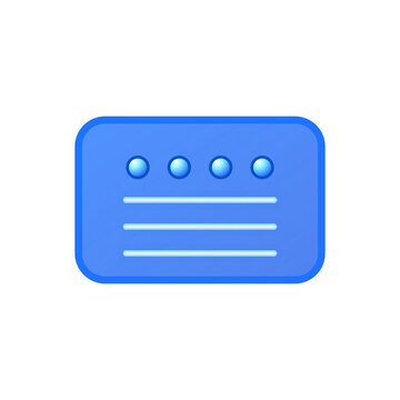 A rounded blue interface card with three indicator dots