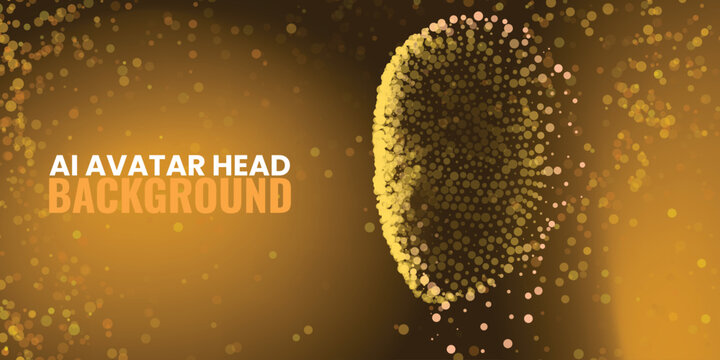 Creative ai avatar head surrounded by glowing particles