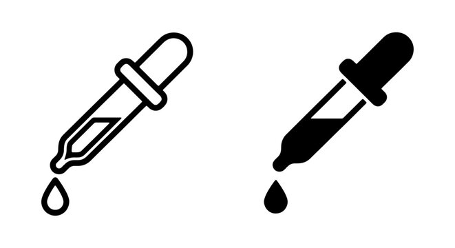 Dropper Icons, Liquid Medicine Pipette, Science Lab Tool, Medical Healthcare Symbol