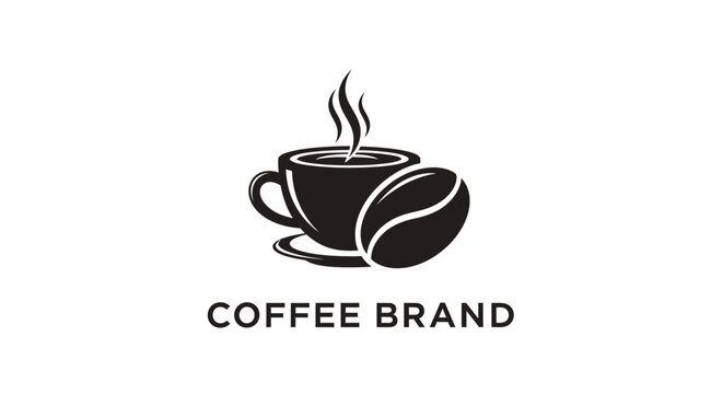 Coffee cup with coffee bean logo.