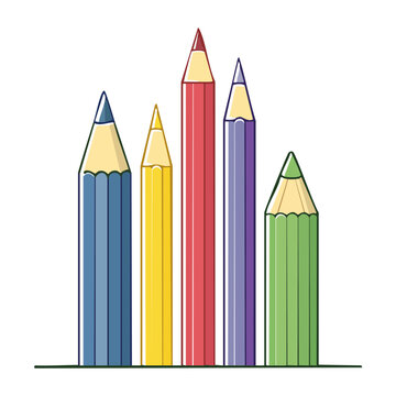 Group of colorful pencils arranged by height