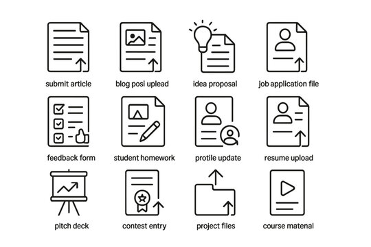 Various document icons for assignments and proposals