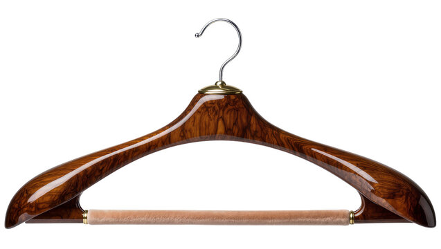 Luxury wooden hanger with metal hook and velvet bar