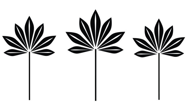 Black silhouette of three cannabis leaves