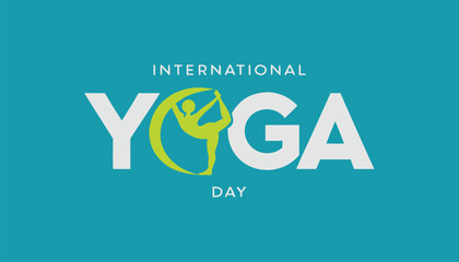 International yoga day typography design with a person performing pose © vectyx2