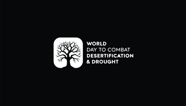White tree icon for world day to combat desertification and drought