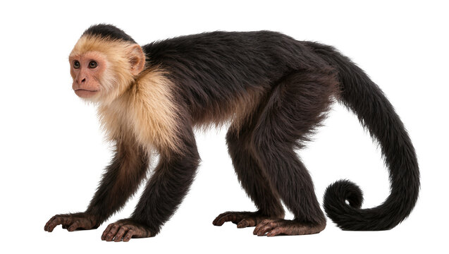 Capuchin monkey with dark fur and light face