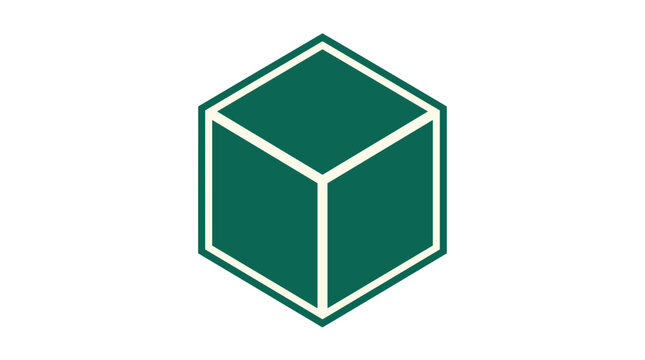 Green cube icon with white outline on white background.