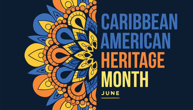 Colorful mandala graphic design for Caribbean American heritage month celebration concept