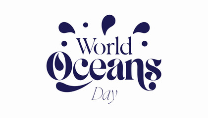 Elegant typography design celebrating the annual international world oceans day event © vectyx2