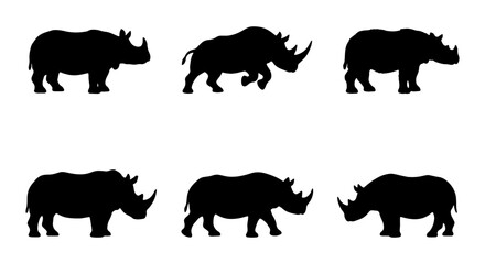 Rhino Silhouettes: Six Vector Icons of African Wildlife, Safari Animals, and Zoo Creatures © Rifat