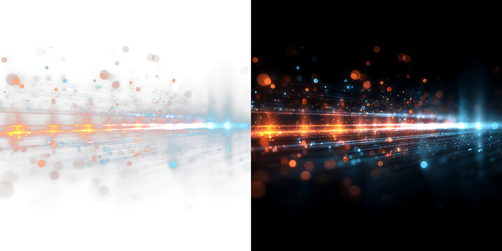 Cyber network background with flowing technology wave effects PNG