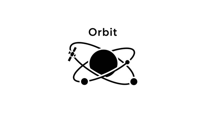 Black and white atom model orbit.