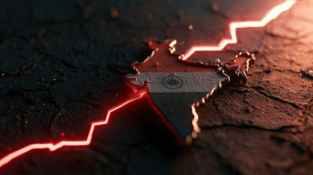 A fractured map of India, glowing with internal energy