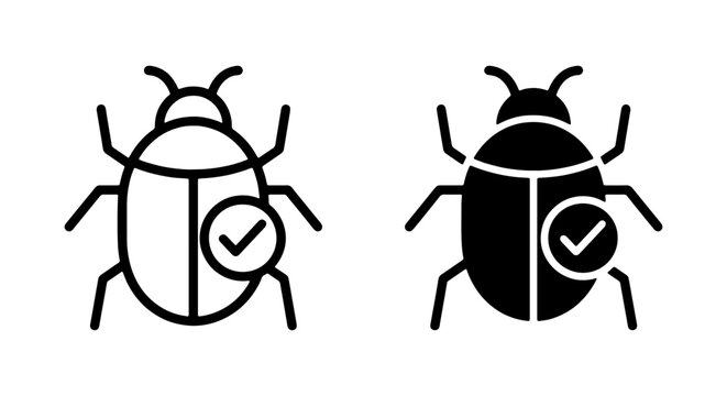 Bug Icon Set, Software Debugging, Insect Symbol, Vector Graphic, Clean Design
