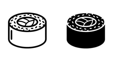 Sushi Roll Icons, Japanese Food Vector Graphics, Simple Maki Illustration © Rashedul