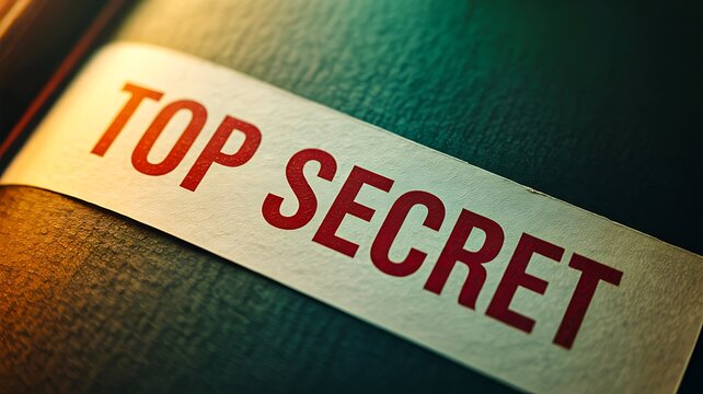 Top secret classified document label representing confidential information security and restricted access