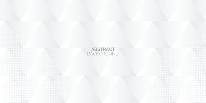 Abstract white geometric background with triangle shapes and halftone patterns for corporate identity.
