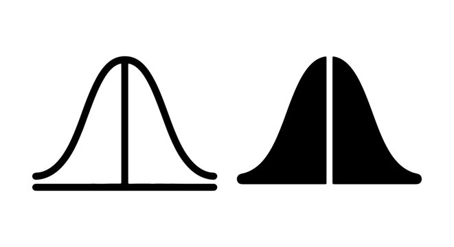 Bell Curve Icons, Normal Distribution Graphs, Statistical Analysis Symbols, Data Visualization