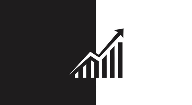 Black and white business growth chart.