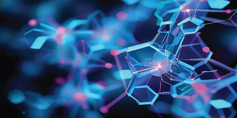Abstract blue and light background with glowing particles creates a futuristic digital technology network design, illustrating a bright science fiction space concept © TANZUM AKTER