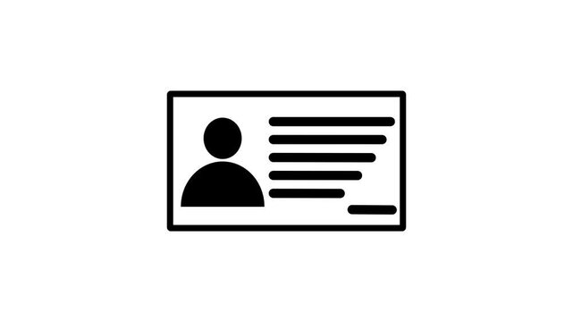 Identity card icon video with simple design.Id card icon with a person on background for identification purposes with user profile.Id card icon employee badge, driver license and staff identification