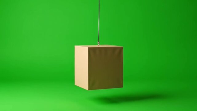 Cardboard box lifting up against green screen background.