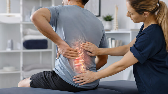 Lumbar Spine Degenerative Disc Disease Treatment Procedure, Clinical Medical Illustration for Low Back Pain Education