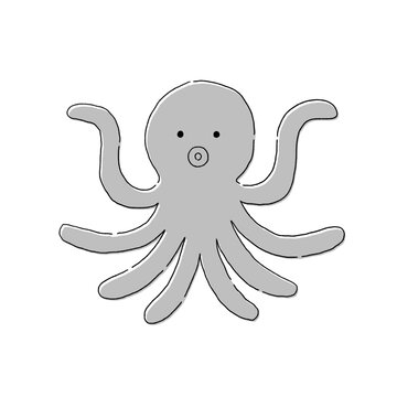 タコのイラスト（モノトーン）