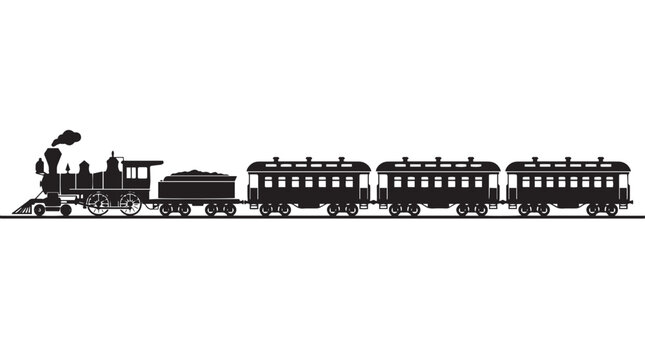 Vintage Steam Train Silhouette Illustration Isolated on White Background for Retro Transportation Graphic Design