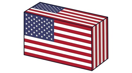 Fototapeta premium Usa flag pattern on three dimensional cube isolated on white background