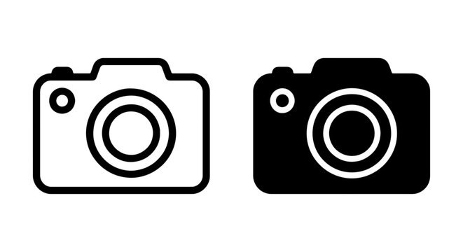 Camera Icons Set, Photography Symbols, Digital Camera Graphics, Vector Art