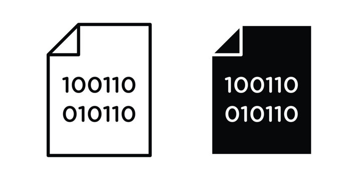 Binary code icon editable. Vector pack in black
