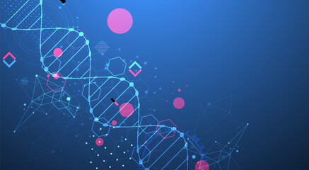 Fototapeta premium Abstraction on a scientific medical theme. Creative image of a DNA molecule with art elements.