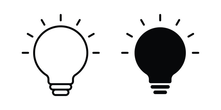 Bulb icon editable. Vector pack in black