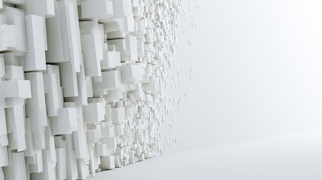White geometric blocks form a receding wall of increasing density