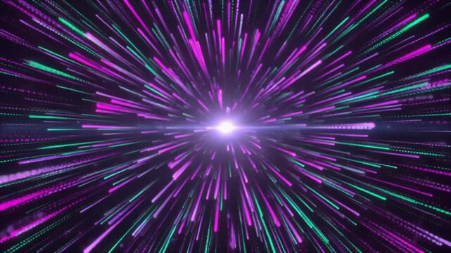 Abstract Hyperspace Travel with Colorful Light Streaks.