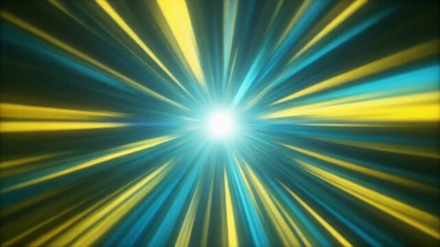 Abstract Warp Speed Light Tunnel with Blue and Yellow Rays.