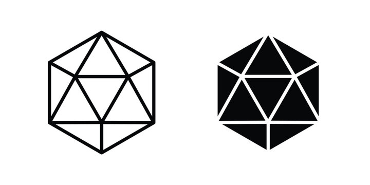 Dice d20 icon editable. Vector pack in black