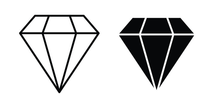 Diamond icon editable. Vector pack in black