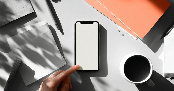 Person Using Smartphone on Desk