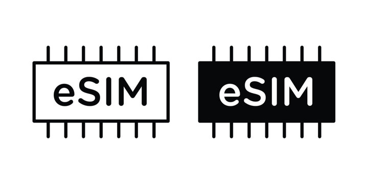 ESIM icon editable. Vector pack in black