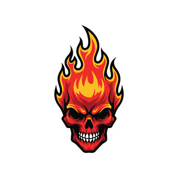 Flaming Skull with Sharp Teeth.
