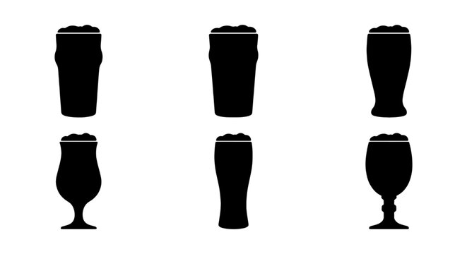Beer Glass Silhouettes, Craft Brew Collection, Pint, Tulip, Pilsner Icons