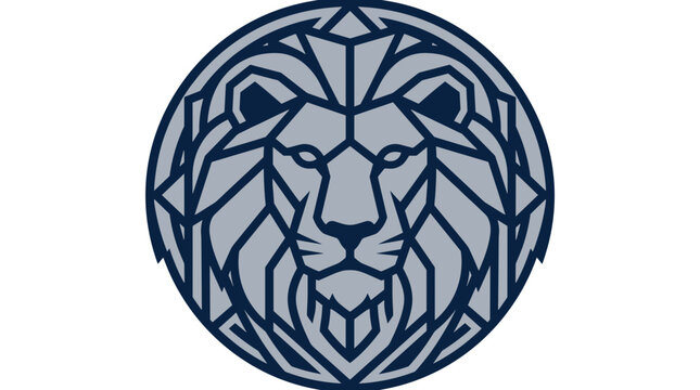 Geometric Lion Head Emblem Logo Design.